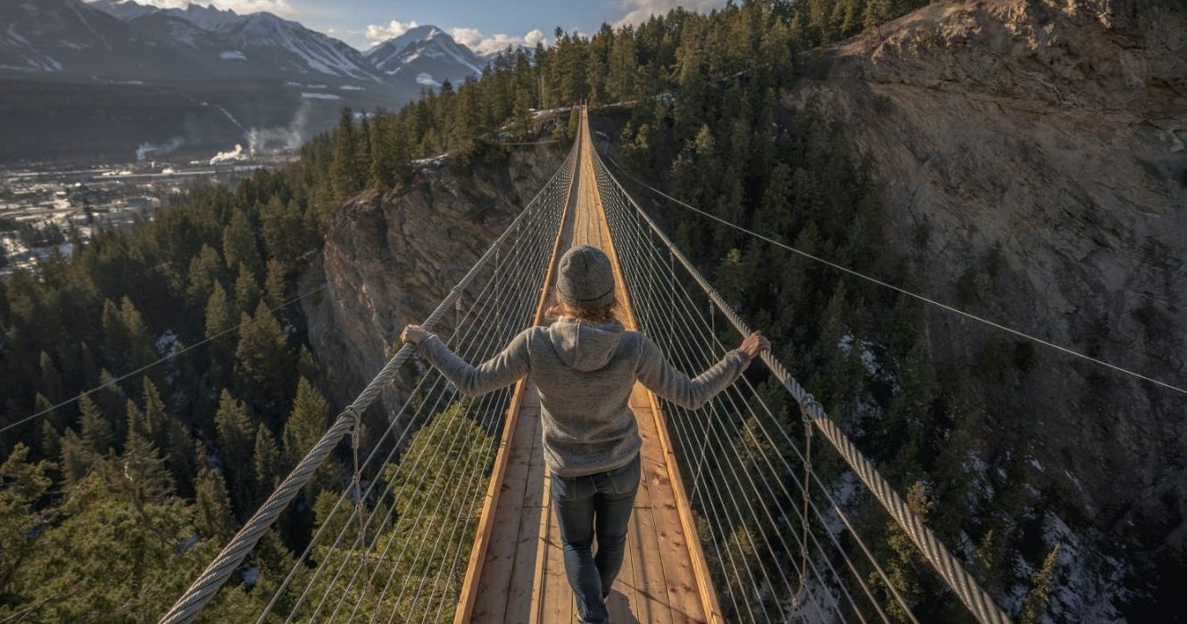 Canada’s New Skybridge Showcases A Waterfall And Mountain Views (From 426 Feet Up)